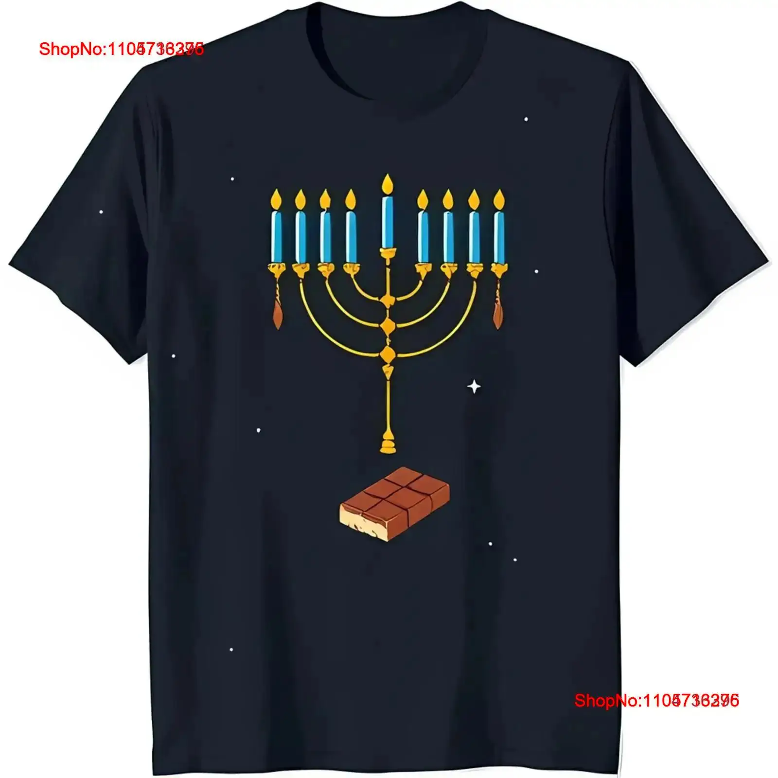 Black Tin Candle - Kaos Hitam Festive dengan Gambar Menorah