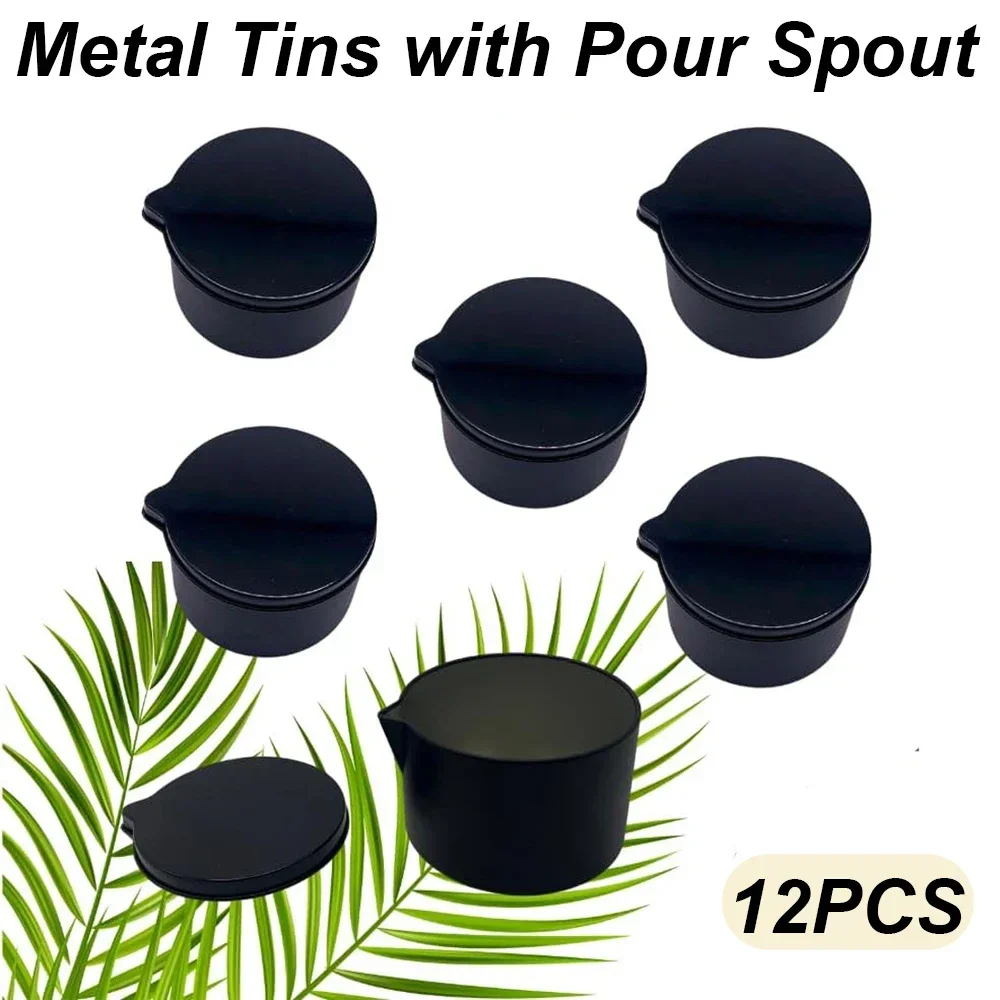 Black Tin Candle - 12 buah kaleng logam Hitam Perak
