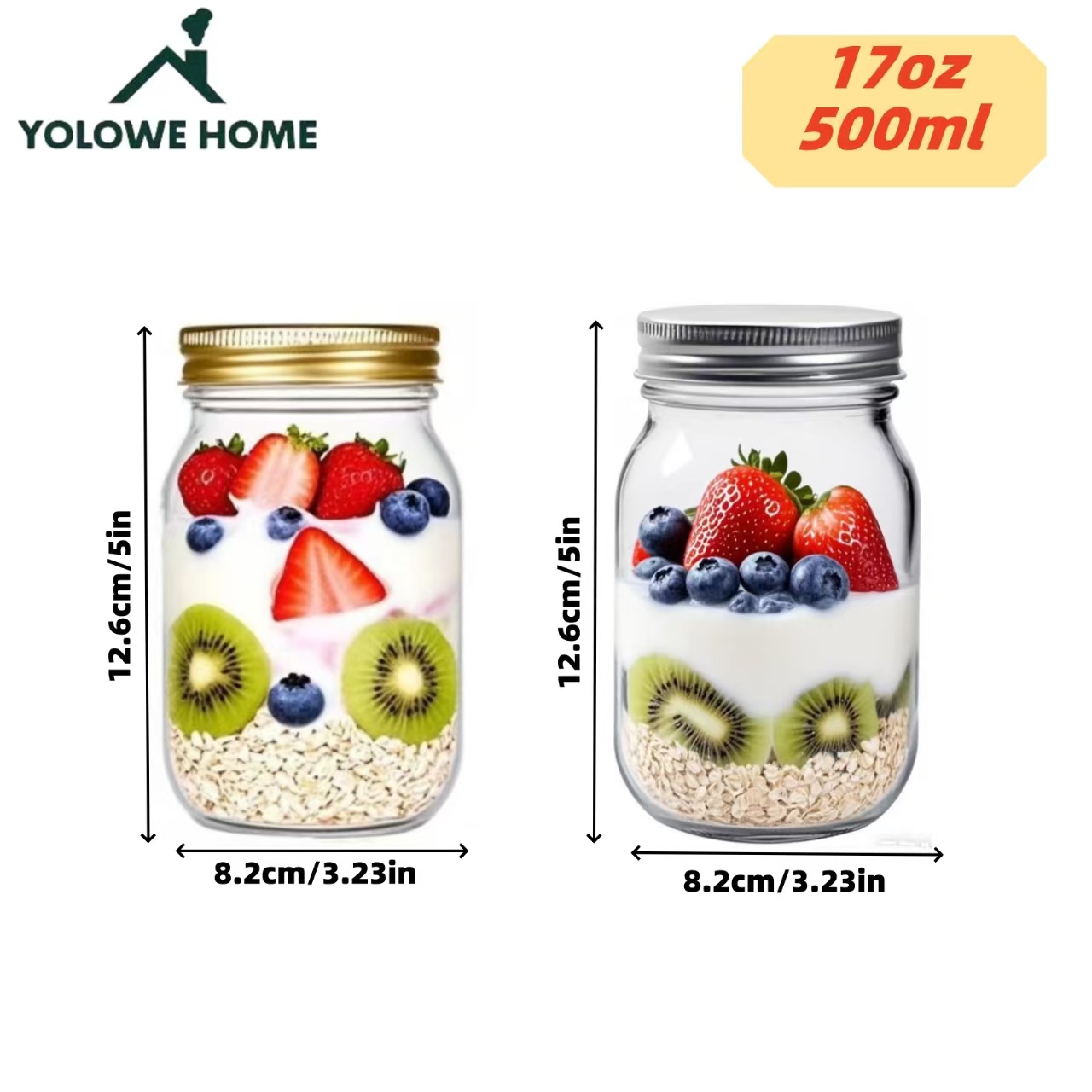 6 Buah, 12 Buah, 500Ml/16Oz, S - Mason Jar 8Oz ulasan dan harga